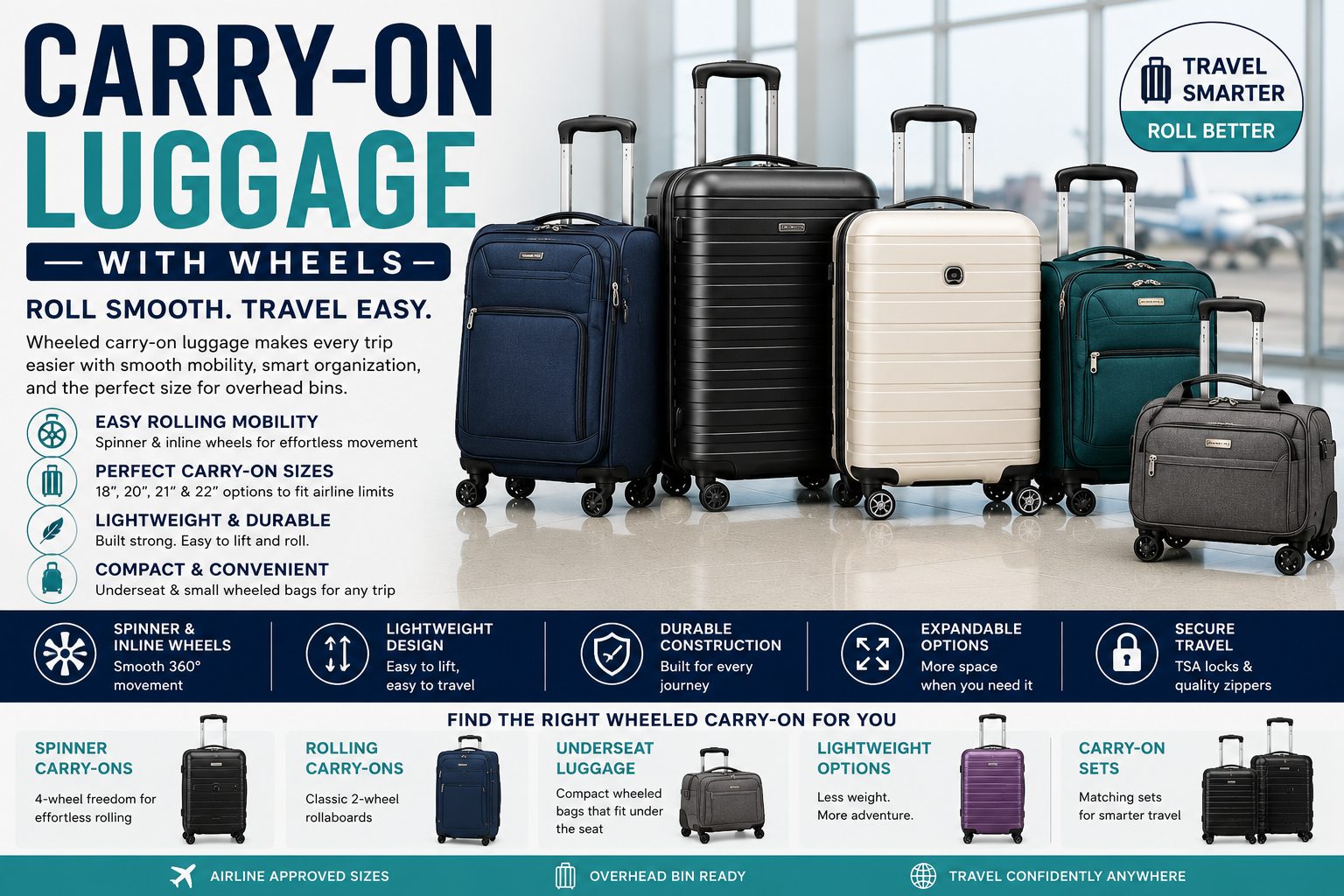 Featured image for Best Four-Wheel Carry-On Luggage: Spinner Suitcases Compared