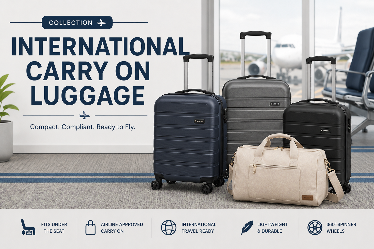 International carry-on luggage and cabin bags for comparing airline size rules worldwide