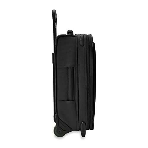 Briggs & Riley Essential 22" 2-Wheel Expandable Carry On - Luggage for Travel, Suitcases with Wheels, Softside Rolling Bag for Men & Women, Self-Repairing Zipper - Baseline Collection, Black