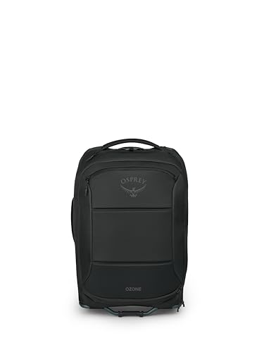 Osprey Ozone 2-Wheel Carry-On - Lightweight Carry-On Luggage with Oversized Wheels and Trolley Handle - Rolling Travel Suitcase for Air Travel, Overhead Compartments and Weekend Trips, Black