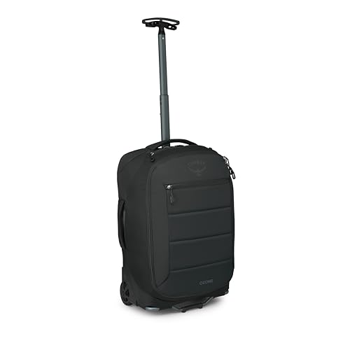 Osprey Ozone 2-Wheel Carry-On - Lightweight Carry-On Luggage with Oversized Wheels and Trolley Handle - Rolling Travel Suitcase for Air Travel, Overhead Compartments and Weekend Trips, Black