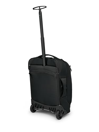 Osprey Ozone 2-Wheel Carry-On - Lightweight Carry-On Luggage with Oversized Wheels and Trolley Handle - Rolling Travel Suitcase for Air Travel, Overhead Compartments and Weekend Trips, Black