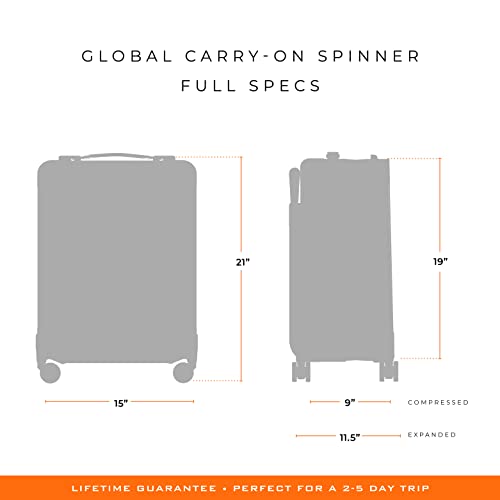 Briggs & Riley Global 21" Carry On Expandable Spinner - Luggage for International Travel, Suitcases with Wheels, Softside Rolling Bag for Men & Women, Self-Repairing Zipper- Baseline Collection, Black