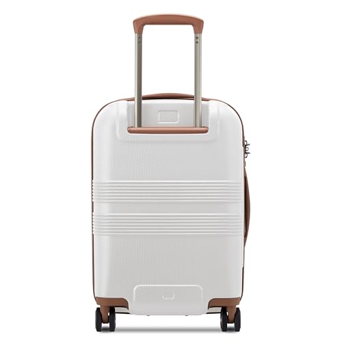 DELSEY PARIS Flanerie SE - Hardside Carry-On Luggage 19 Inch - 360° Dual Spinner Wheels - TSA Lock - 5-Year Warranty - Lightweight Polycarbonate Travel Suitcase with Vegan Leather, Champagne