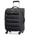 BAGSMART Carry On Luggage 22x14x9 Airline Approved, 20 Inch Soft Suitcase with Wheels, Lightweight Spinner Carry on Suitcase with PVC Wet/Dry Pockets for Short Trip, Black