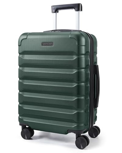 LIGHT FLIGHT Carry On Luggage, 20" Carry-On Suitcase, Deep Green