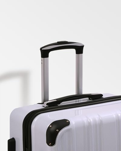 Coolife Carry On Luggage, Suitcase with Durable and Lightweight, carry on suitcase with PC+ABS Hardshell, Dual Spinner Wheels, TSA Lock, and YKK Zipper(white grid new, S(20in)_carry on)
