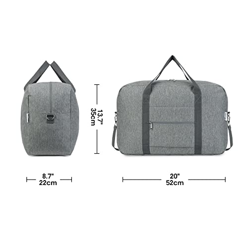 Narwey Foldable Carry on Luggage 22x14x9 Airline Approved Duffle Bag for Travel Packable Duffel Bag for Traveling Airplane for Women and Men 40L (Grey (With Shoulder Strap))