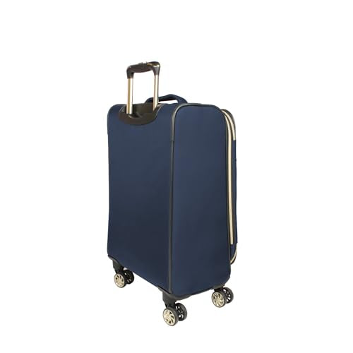 Kenneth Cole REACTION Chelsea 2-Piece Bundle - 20" Chevron Expandable 8-Wheel Carry-On Suitcase & Matching 15" Laptop Tote Bag, Navy