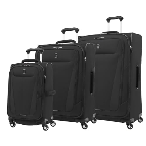 Travelpro Maxlite 5 Softside Expandable Luggage with 4 Spinner Wheels, Lightweight Suitcase, Men and Women, Black, 3-Piece Set (21/25/29)