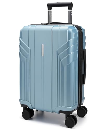 BAGSMART Expandable Carry On Luggage 22x14x9 Airline Approved, 20 Inch Travel Luggage with Spinner Wheels, Lightweight Hard Shell Suitcase Carry on Airy Blue