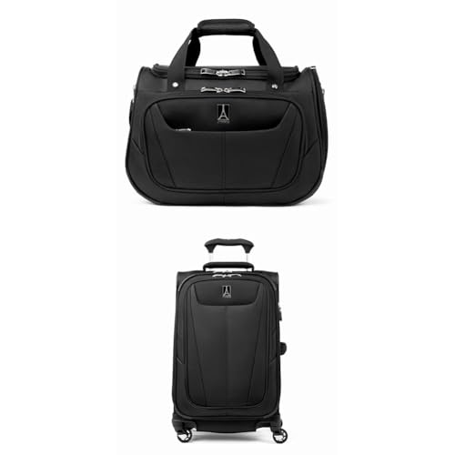 Travelpro Luggage Maxlite 5 18" Lightweight Carry-on Under Seat Tote Travel, Black, One Size with Carry-on 21" Expandable Softside Luggage Black, 21-Inch