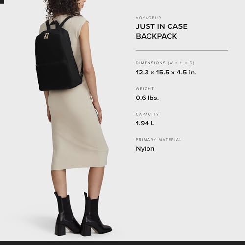 TUMI - Just In Case Foldable Backpack - Lightweight, Compact Travel Backpack - For One Bag Travel - 15.5" X 12.3" X 4.5" - Black with Gold Hardware