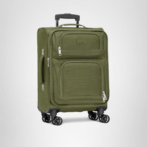 U.S. Traveler Rio Lightweight Softside Rolling Carry-on Suitcase, 2-Wheel Single, Green