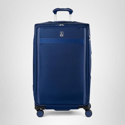 Travelpro VersaPack+ Lightweight Softside Expandable Carry on Luggage, 8 Spinner, TSA Lock, Compact Carry On 20-Inch, Estate Blue