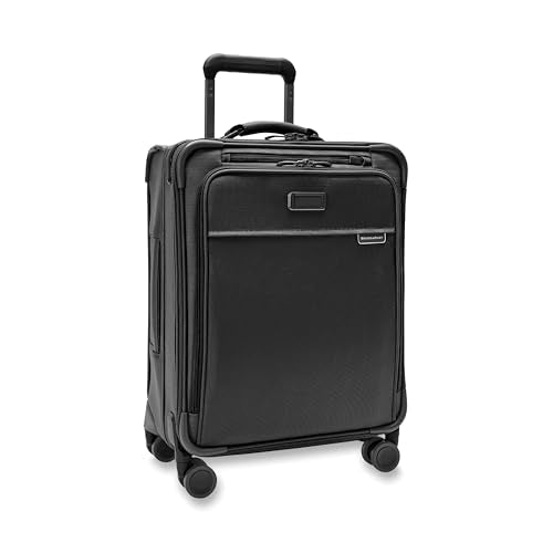 Briggs & Riley Global 21" Carry On Expandable Spinner - Luggage for International Travel, Suitcases with Wheels, Softside Rolling Bag for Men & Women, Self-Repairing Zipper- Baseline Collection, Black