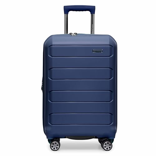 Traveler's Choice Pagosa Hardshell Expandable Luggage with Spinner Wheels, Navy, 22-Inch Carry-on