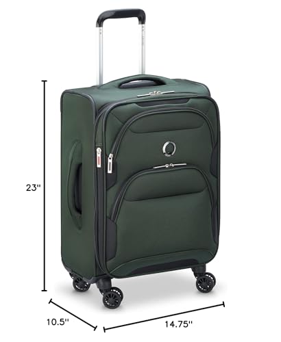 DELSEY PARIS Sky Max 2.0 Softside Expandable Luggage with Spinner Wheels, Green, Carry-on 21 Inch