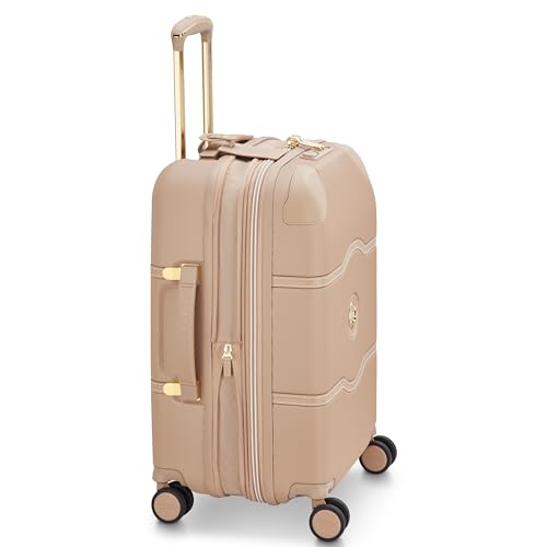 DELSEY PARIS Chatelet Air 2.0 Carry-On Plus Suitcase 20 Inch, Hardside Polycarbonate Luggage, Dual-Density Spinner Wheels, TSA Lock, USB Port, Beige Rose