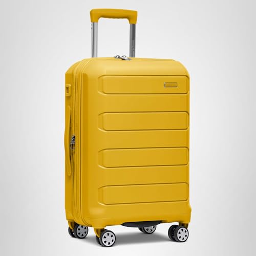 Traveler's Choice Pagosa Hardshell Expandable Luggage with Spinner Wheels, Yellow, 22-Inch Carry-on