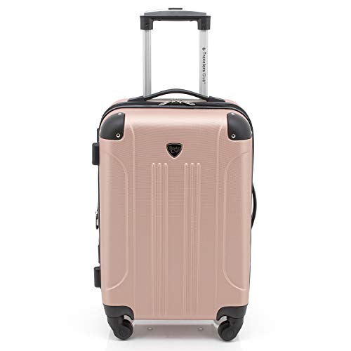Travelers Club Chicago Hardside Expandable Spinner Luggage, Rose Gold, 3 Piece Set