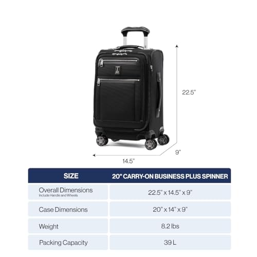Travelpro Platinum Elite Softside Expandable Carry on Luggage, 8 Wheel Spinner Suitcase, USB Port, Laptop and Tablet Sleeves, Men and Women, Vintage Grey, Carry On 20-Inch