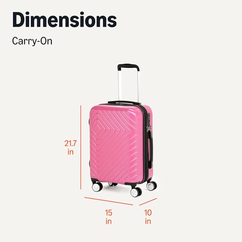 Amazon Basics 21" Hardside Carry-On Luggage with TSA Lock, Expandable, Scratch-Resistant Geometric Surface, Organized Interior, 4 Multi-directional Spinner Wheels, Pink
