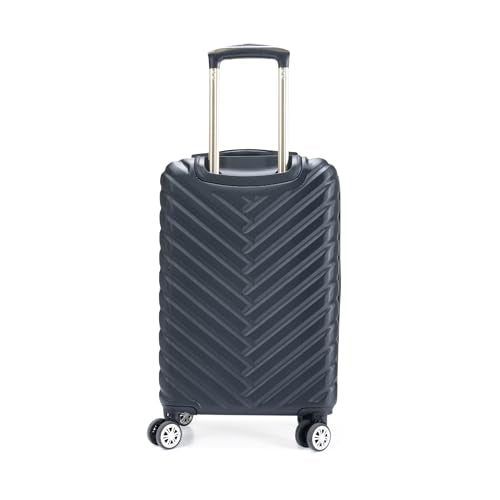 Kenneth Cole REACTION Madison Square Lightweight Hardside Chevron Expandable Spinner Luggage, Black, 20-Inch Carry On