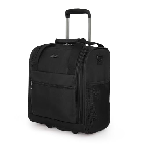 16'' Softside Carry-On Luggage for Airplane,3-in-1 Underseat Carry On Luggage with Wheels,Scratch-Resistant Surface,Lightweight Durable Rolling Suitcase for Men/Women Business Trip（16'',Black）