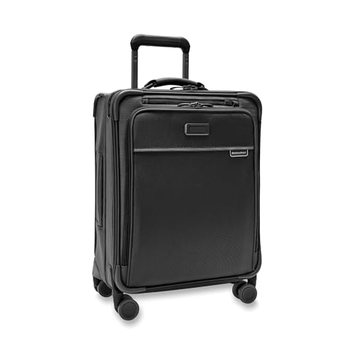 Briggs & Riley Global 21" Carry On Expandable Spinner - Luggage for International Travel, Suitcases with Wheels, Softside Rolling Bag for Men & Women, Self-Repairing Zipper- Baseline Collection, Black