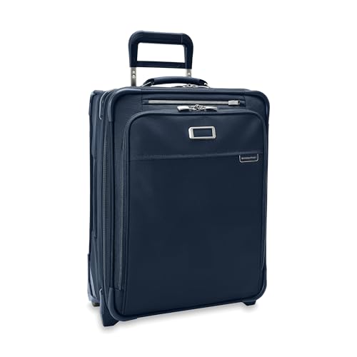 Briggs & Riley 21" Global 2-Wheel Expandable Carry On - Luggage for Travel, Suitcases with Wheels, Softside Rolling Bag for Men & Women, Self-Repairing Zipper - Baseline Collection, Navy