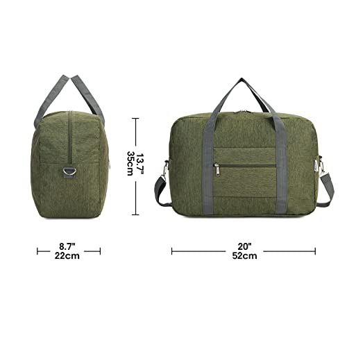 For United Airlines Foldable Carry on Bag 22x14x9 Travel Duffel Bag Packable luggage Duffle for Women and Men 40L (Army Green)