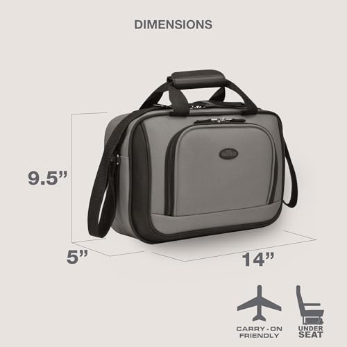 U.S. Traveler Rio 14" Travel Tote Bag, Lightweight 1200D Carry-On Bag for Women & Men, Grey