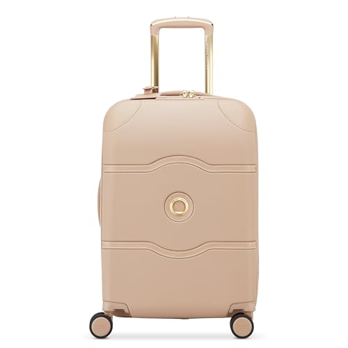 DELSEY PARIS Chatelet Air 2.0 Carry-On Plus Suitcase 20 Inch, Hardside Polycarbonate Luggage, Dual-Density Spinner Wheels, TSA Lock, USB Port, Beige Rose