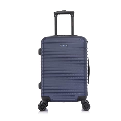 InUSA DEEP Luggage with GEL Handle | Spacious Traveling Suitcases, Travel Suitcase with Dual Spinner Wheels and Studs | 20 Inch Carry On Hardside Luggage | Blue