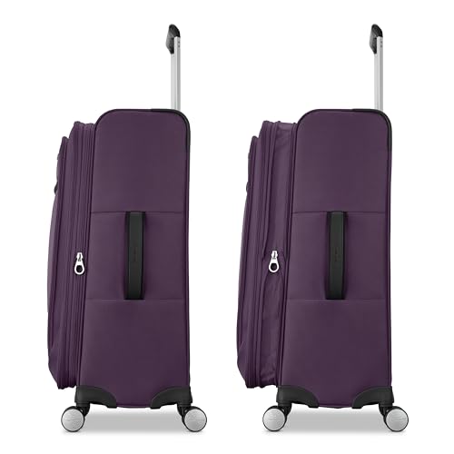 Samsonite Carry-On Soft-Sided Expandable 21-Inch Element Suitcase: Airline Approved for Most Major Airlines, Durable, 360° Spinner Wheels, Adjustable Handle, 2 Front & Side Pocket- Purple