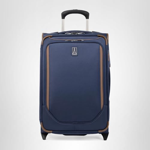 Travelpro Crew Classic Lightweight Softside Expandable Carry on Luggage, 2 Wheel Upright Rollaboard Suitcase, Men and Women, Carry On 22-Inch, Patriot Blue