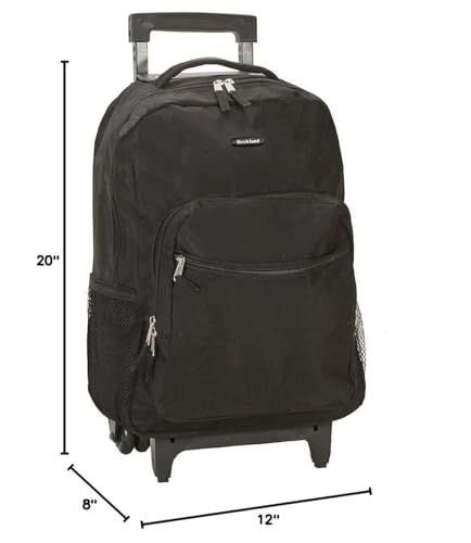 Rockland Double Handle 17" Rolling Backpack, Black