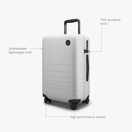 Monos Carry-On Luggage 22 Inch – Lightweight Hardside Spinner Suitcase with TSA Lock | Airline Approved, 39.9L Polycarbonate Rolling Carry On Bag | Overhead Bin Suitcase for Travel | Stellar White