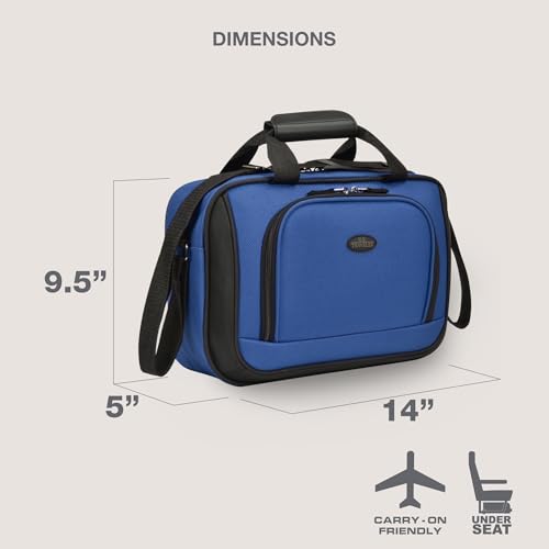 U.S. Traveler Rio 14" Travel Tote Bag, Lightweight 1200D Carry-On Bag for Women & Men, Navy