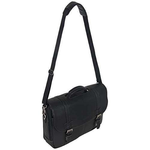 Kenneth Cole REACTION Show Business 16" Colombian Leather Business Laptop Portfolio Messenger Bag, Black