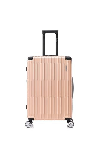 Rockland Napa Valley 2 Piece Luggage Set, 20" Carry-on with Spinner Wheels and a 14" Polyester Tote Bag, (20"/14" Tote), Champagne