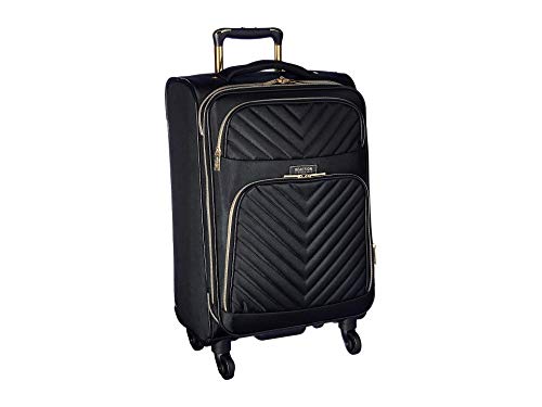 Kenneth Cole REACTION Chelsea 2-Piece Bundle - 20" Chevron Expandable 8-Wheel Carry-On Suitcase & Matching 15" Laptop Backpack, Black