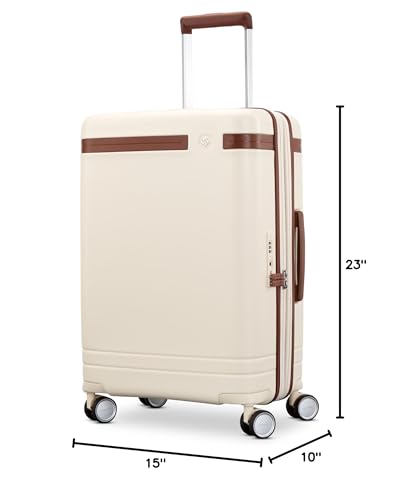 Virtuosa Hardside 21 Inch Carry On Luggage - Airline Approved with 360° Spinner Wheels, RightHeight™ Adjustable Handle - Zippered WetPak™ - TSA Lock - Expandable Light Polycarbonate Shell - Off White