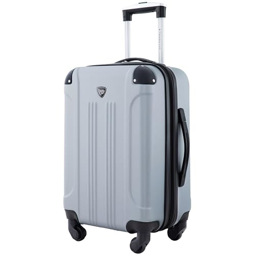 Travelers Club Chicago Hardside Expandable Spinner Luggage, Silver, 22" Carry-On