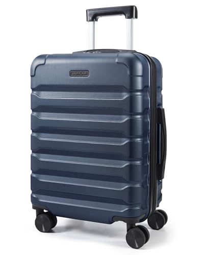 LIGHT FLIGHT Carry On Luggage 22x14x9 Airline Approved, Expandable Carry On Suitcases with Wheels, Lightweight Luggage, Durable Hard Shell 20 Inch Rolling Suit Case for Men Women Travel, Dark Blue