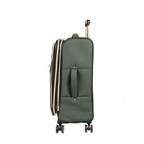 Kenneth Cole REACTION Chelsea 2-Piece Bundle - 20" Chevron Expandable 8-Wheel Carry-On Suitcase & Matching 15" Laptop Backpack, Olive