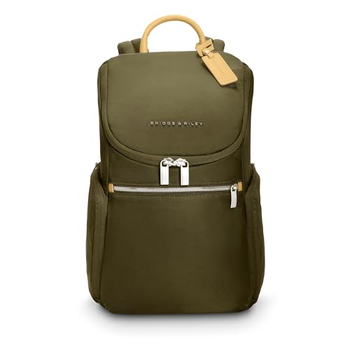 Briggs & Riley U-Zip Backpack - Daypack for Work, Personal Item Travel Bag, Carry On Size, Lightweight & Durable, Padded Straps, Fits up to 13" Laptop - Rhapsody Collection, Olive