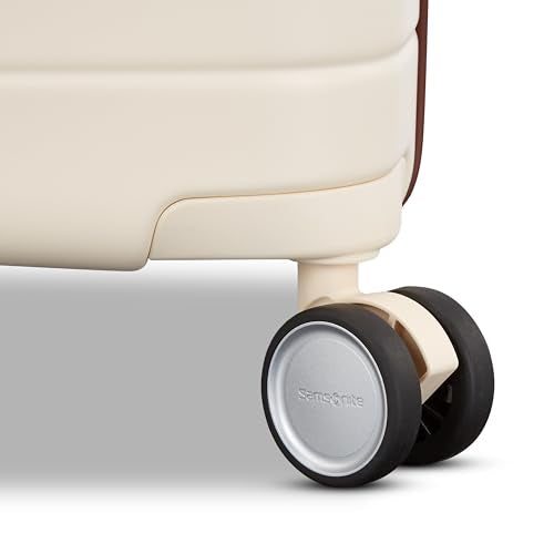 Virtuosa Hardside 21 Inch Carry On Luggage - Airline Approved with 360° Spinner Wheels, RightHeight™ Adjustable Handle - Zippered WetPak™ - TSA Lock - Expandable Light Polycarbonate Shell - Off White