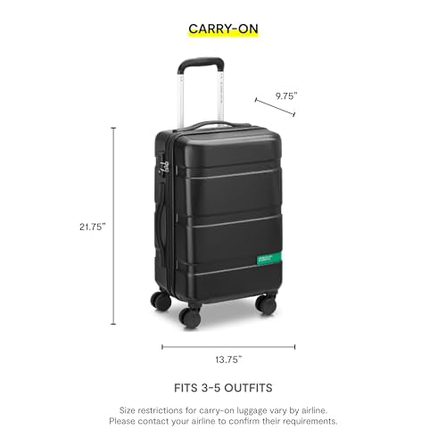 United Colors of Benetton Now! Hardside Luggage with Spinner Wheels, Green, Carry-On 19 Inch